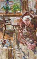 Wendelien Schönfeld - Schilderijen, olieverf-doek portret-van-mijn-moeder 45x75 2002></a></td> <td width=